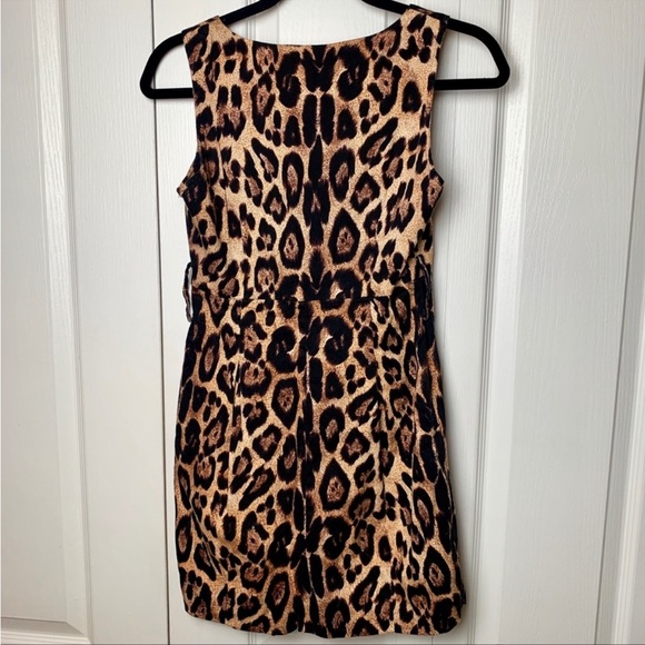 Pleated Neckline Leopard Dress - Picture 3 of 5
